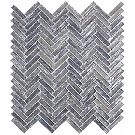 Shimmering Silver Herringbone 12.60 In. X 11.06 In. X 8Mm Glass Mesh-Mounted Mosaic Tile, 10PK